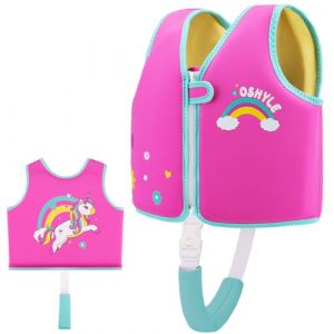 Gilet de Natation OSHYLE pour Enfants Gilet Flottant pour Tout-Petits avec Sangle de s&eacute;curit&eacute; Aide &agrave; la flottabilit&eacute; (RJ-Unicorn, M(3-6)) (JshengTech, neuf)
