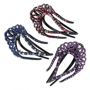 NOLITOY 3 Pièces Épingle à Cheveux Sparkly Fourchette à Trois Dents avec Accessoire Fiable pour Sophistiquées des Femmes Dâge Moyen (shanjingfen, neuf)