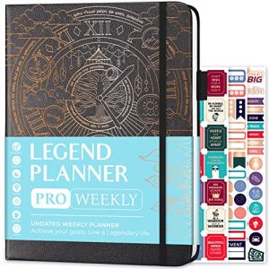 Legend Planner PRO – Planificateur de vie hebdomadaire et mensuel de luxe pour augmenter la productivité et atteindre vos objectifs – Carnet de gestion du temps – Non daté – Couverture rigide 18 x (SVD COM, neuf)