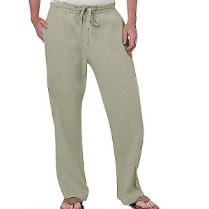 Pantalon Lin Homme ÉTé Pantalon Baggy Taille Elastique, Pantalon De Sports Extensible Style DéContracté Coupe Droite Homme, Pantalon en Lin Homme Grande Taille Pantalon Homme Large en Bas (Zhiyao(Exclusif à 50%-80% réduction), neuf)