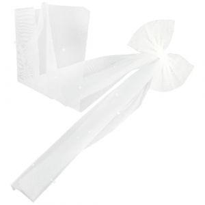 POPETPOP Voile Court de Mari&eacute;e Blanc en Dentelle avec N&oelig;ud Accessoire Cheveux pour Mari&eacute;e Enterrement de Vie de Jeune Fille Voile de Coiffure &Eacute;l&eacute;gant et L&eacute;ger (Denneyas, neuf)