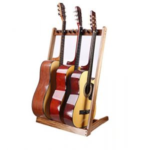 HilerPunk Support de guitare,Plusieurs supports de guitare en bois,Support de sol pour guitare avec fente pour médiator en feutre et poteaux en bois en mousse réglables,pour la maison ou le studio (Hiler_Punk, neuf)