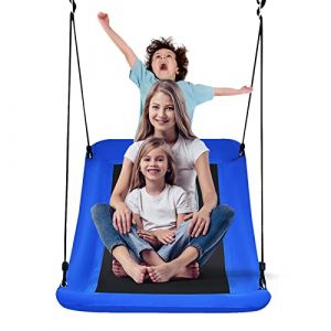 DREAMADE Balançoire Nid d'Oiseau, Balançoire Rectangulaire pour Enfants avec Hauteur Réglable 100-180CM, Balançoire Adulte en Tissu avec Deux Sangles, Multitude de Méthodes de Suspension, 155 x 83 cm (DREAMADE, neuf)