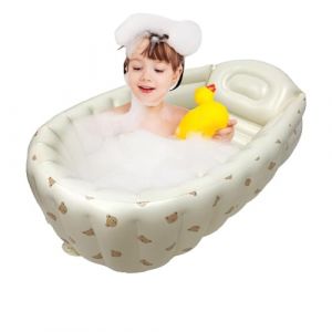 Fukamou Baignoire Gonflable pour Tout-Petits, Baignoire Gonflable pour, Piscine de Baignoire Portable pour, Baignoire Spa de Bain pour Tout-Petits avec Support Dorsal, Piscine à (view-up, neuf)