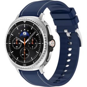 Miimall Bracelet pour Galaxy Watch 8, Bracelet de Montre pour Samsung Galaxy Watch 8 Classic en Cuir et Silicone, Bande de Rechange &agrave; Double Couche Souple et R&eacute;sistante pour Homme et Femme, Bleu (Miimalleu, neuf)