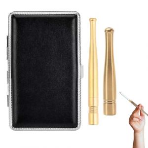 Lot de 3 bo&icirc;tes &agrave; cigarettes fines en cuir et m&eacute;tal avec 2 Porte Cigarette- Pour 20 cigarettes fines, Bo&icirc;te &Agrave; Cigarettes En M&eacute;tal Noir,Homme Femme Aluminium Etui Paquet Cigarette Paquet de Cigarettes (ANETTEE GLOBALISS, neuf)