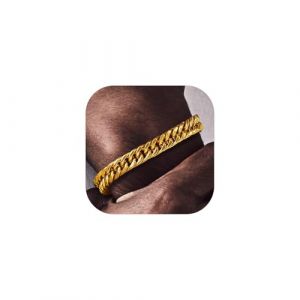 Bandmax Bracelet Homme Acier Inoxydable 23cm, Gourmette Plaqu&eacute; Or Maille 8mm de Large (Bandmax Direct, neuf)