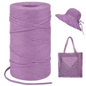 LEREATI Rafia Naturel Bobine 3mm x 300m Raphia à Crocheter Rafia Crochet, Fil de Raphia à Crocheter, Fil Crochet pour Sac, Chapeau, Paniers, Emballage Cadeau, Bricolage Décoration (Violet Clair) (LEREATI, neuf)