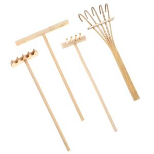 Mabor Mini r&acirc;teau de jardin zen miniature pour table - Accessoires de jardin zen - Petit r&acirc;teau en bambou pour la maison, le bureau, le jardin (moonwalk xing, neuf)