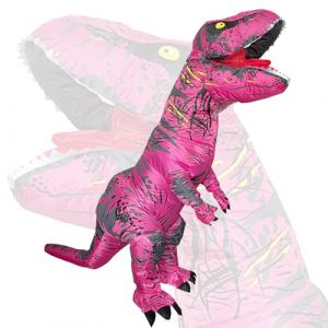 Eayaele Costume Dinosaure Adulte, Dinosaure Gonflable, Costume de Dinosaure T-rex pour Cosplay Halloween F&ecirc;te Costum&eacute;e (Rose) (Leqing Leasing Co., Ltd, neuf)