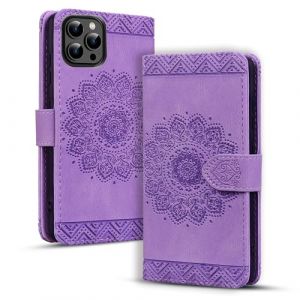 Rosbtib Coque Coque iPhone 16 Pro Etui Portefeuille Cuir PU avec Fonction de Support Housse Folio Magn&eacute;tique Gaufrage Mandala pour Coque iPhone 16 Pro 6.3" 2024, Pourpre (Tengkai Technology, neuf)