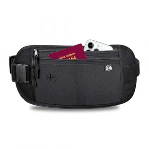 xolear Ceinture de Voyage Sac Banane, Antivol Cach&eacute; Sac Banane Plat, R&eacute;glable Plate Ceinture de Voyage, Homme et Femme pour Ranger Passeport, Smartphone, Cartes, Monnaie et Cl&eacute;s (Noir) (hongfuy, neuf)