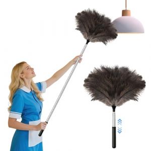 Flintronic Plumeau Poussi&egrave;re, 1 Pi&egrave;ce Plumeau Extensible en Plumes, 39cm-115cm, Plumeaux en Plumes d'Autruche artificielles, Plumeaux en Plume, Convient pour les Voitures, &Eacute;tag&egrave;res, Bureaux et Meubles (flintronic, neuf)