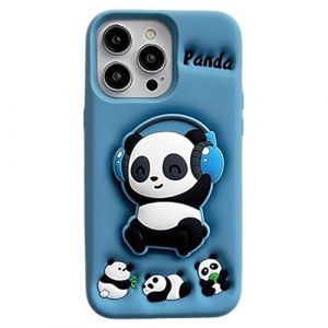 A-BEAUTY Coque compatible avec iPhone 16 Pro 6,3 pouces avec support, coque de protection amusante en silicone souple 3D pour t&eacute;l&eacute;phone avec motif panda mignon pour femmes, filles et gar&ccedil;ons (A BEAUTY (EU Mall), neuf)