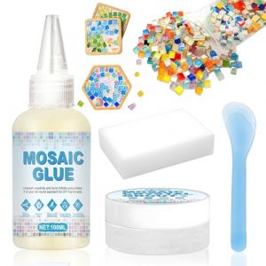 AllisWay Mosaique Loisir Creatif, Colle Mosaique, P&acirc;te &Agrave; Joint Mosaique, Kit Mosaique pour Verre C&eacute;ramique, Activit&eacute; Manuelle, Ensemble D'outils Comple, 100ml+100g+100g (GUANJINKEJI, neuf)