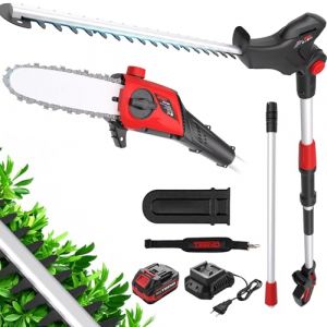 2-en-1 &Eacute;lagueur sur Perche et Taille Haie T&eacute;lescopique sans Fil, Batterie Li-ION 20 V 4000mAh,Poign&eacute;e Principale Orientable,T&ecirc;te Inclinable,Moteur sans balais de 42 cm, Bandouli&egrave;re Incluse-TEENO (Stuffwink Store, neuf)