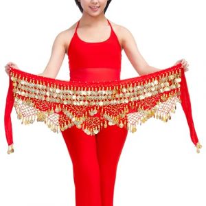 Baisdan Ceinture Danse Orientale Femme, Foulard Danse du Ventre avec Pièces Écharpes de Hanche de Danse du Ventre Rouge (Baisdan, neuf)