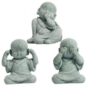 Ornements De Jardin BéBé Statue De Bouddha 3pcs Mignon DéLicat Moine Figurine RéAliste RéSine BéBé Bouddha DéCoratif Mini Bouddha pour Le Jardinage Microlandscape (CHjie, neuf)