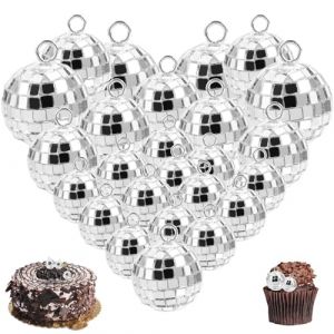 32 Pi&egrave;ces Boule a Facette, Mini Boule Disco Deco Brillant, R&eacute;utilisable Boule a Facette Deco pour D&eacute;coration de G&acirc;teaux, F&ecirc;te, Bar, D&eacute;coration de Vacances (Nestled-Interiors, neuf)