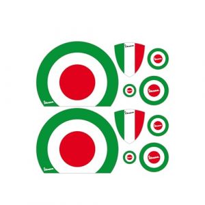 GamesMonkey Adhésifs Stickers VESPA set PIAGGIO Vespa DRAPEAUX ITALIE ROUE (EleganceMode, neuf)