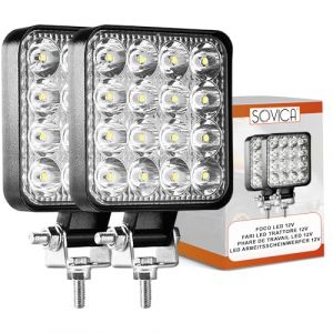 Phare led travail 4x4 tracteur 2 pieces aluminium abs 48W 16 led 6500K 10.5 cm 4.21" phare de travail led longue portée led longue portee led 4x4 phare de travail led tracteur (Sovica, neuf)
