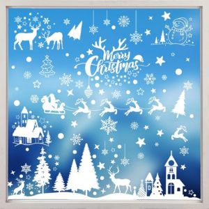 Sticker Noel Fenetre, SODREE 9 Stickers No&euml;l Autocollant Fen&ecirc;tre R&eacute;utilisable, Decoration DIY Noel Fenetre Electrostatique PVC Autocollant Flocon de Neige Noel Stickers pour Porte Vitrine Verre (AsHive, neuf)