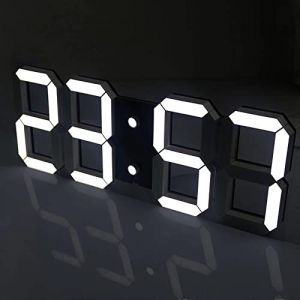 DELIPOP Horloge Murale Numérique LED 3D 21,5CM, Réveille-Matin LED Digital avec 3 Niveaux de Luminosité Réglables Fonction, Horloge Murale, Horloge Numérique, Réveil Alimenté par USB, 12/24 Heures (POP-MALL, neuf)