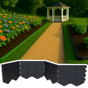 GARDENIX Bordure de pelouse Facile à Installer - en Plastique Anthracite - 5,15 m - sans Creuser - Bordure de Parterre en Plastique recyclé - Flexible et Durable - Fabriquée dans l'UE (GARDENIX, neuf)