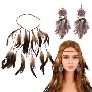 3 Pi&egrave;ces Set accessoires de mode 1920 plumes accessoire annee 20 Th&eacute;matique D'accessoires Gatsby Showgirls des Ann&eacute;es 1920 Bandeau. (VicFENG001, neuf)