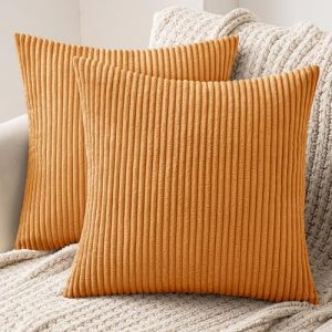 MIULEE Lot de 2 Decorative Housse de Coussin en Velours Côtelé Canapé Taie d'oreiller Douce pour Maison Salon Chambre Clic Clac 40x40cm Orange Brûlée (MIULEE HOME, neuf)