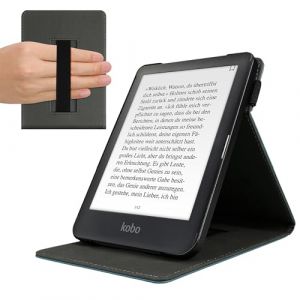 kwmobile Étui pour liseuse électronique Compatible avec Kobo Aura One - Étui Housse Rabat liseuse Simili Cuir Noir (SX-Commerce, neuf)