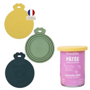FRANKLIN – Couvercle en Silicone pour Boite de Conserves – Taille Universelles – Adapté aux Conserves pour Chien – 100% Hermétiques, Solides et Durables – Lot de 3 couleurs (Franklin Pet Food, neuf)
