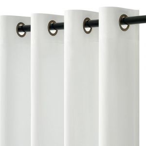 Topfinel Rideau Salon Faux Rideaux Voilage en Lin Blanc Filtrer la Lumi&egrave;re avec Oeillets Rideau Voilages D&eacute;corative Voile de Fen&ecirc;tre Draperie Int&eacute;rieur Moderne pour Chambre Bureau 140x245cm 2pc (NoledarEU, neuf)