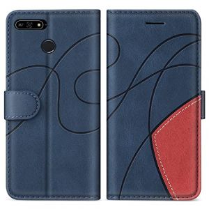 KKEIKO Coque pour Huawei Y6 2018 / Honor 7A / Enjoy 8E, Portefeuille Etui en Cuir PU Coque pour Huawei Y6 2018 / Honor 7A / Enjoy 8E, Antichoc Housse de Protection avec Fente Carte, Bleu (KKEIKO, neuf)