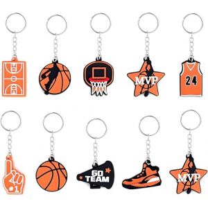 MJFENDAI Lot de 10 porte-clés de basket-ball, mini porte-clés - Pendentif ballon de basket - Pour sacs à dos, fêtes, enfants, anniversaire, Noël (fuzhoufendaixuekejiyouxiangongsi, neuf)