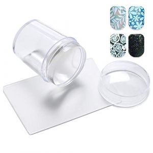 Nail Art Stamping,Tampon Stamping, Nail Art Stamper, 1set Nail Art Jelly Stamper avec racleurs Set transparent Soft Soft Clear Manicure Imprim&eacute; DIY Nail Art Outil de Salon ou &agrave; domicile (weimoli, neuf)