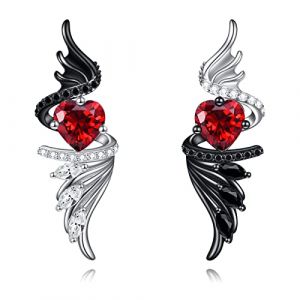Boucles d'oreilles Ange Diable en Argent Sterling Ailes d'ange démon Boucles d'oreilles pendantes Bijoux d'Anniversaire-Cadeaux pour Femmes (URONE Silver Jewellery, neuf)