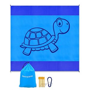 Henrycares Tapis de Plage 210 x 200cm Anti Sable, Natte de Plage Large Imperm&eacute;able Couverture de Plage Compact pour Plage, Camping, Picnic, Voyage (Tortue) (Selbstverbesserung, neuf)