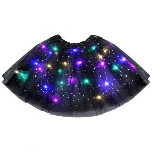 URAQT Jupe Tutu LED pour Femme, Jupe Tulle Femme Adulte Adolescent Parti Ballet Danse Fancy Dress Halloween Costume(Noir (Petit Wudong, neuf)