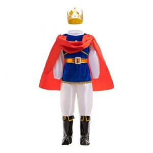 Lito Angels 6 Pi&egrave;ces Deguisement Costume Prince Charmant Roi Royal avec Couronne pour Enfants Gar&ccedil;ons Taille 4-5 ans, Bleu (Lito Angels FR, neuf)