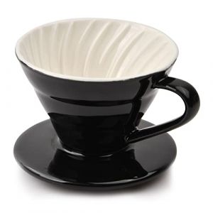 Porte Filtre Caf&eacute; en C&eacute;ramique, Filtre &agrave; Caf&eacute; &agrave; Main, Goutteur de Caf&eacute; en Porcelaine R&eacute;utilisable, Porte-Filtre &agrave; Caf&eacute; Permanent pour Caf&eacute; Manuel 2-3 Tasses (Noir) (Gadebo, neuf)