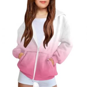 NZYIHAO Veste avec capuche pour enfant, sweat-shirt, pull pour enfant, sweat &agrave; capuche, sweat-shirt pour fille, veste de sport d&eacute;grad&eacute;e, veste l&eacute;g&egrave;re de transition, veste en maille avec fermeture (JCRZZ, neuf)