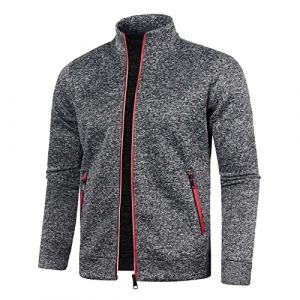 Générique Cardigans Homme Veste en Maille Gilet Décontractée Vintage Couleur Unie Sweatshirt Pull Sweat Hiver Blouse Grande Taille Col Mao Premium Casual coupe-vent, manteaux épais avec poches (VOGWEAR, neuf)