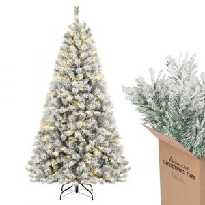 SALCAR Sapin de No&euml;l Artificiel Blanc 180cm de Socle en Bois, Arbre de Noel Enneig&eacute;es avec 828 Pointes de Branche, Gants, D&eacute;coration de No&euml;l (Salcar GmbH, neuf)