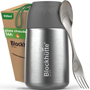 Blockhütte Boite isotherme 530ml En inox Avec Cuillère et Fourchette - Boite Repas isotherme Avec Sac de Transport - Thermos Repas idéal Pour l’école - Passe Au Lave-Vaisselle (Blockhütte, neuf)