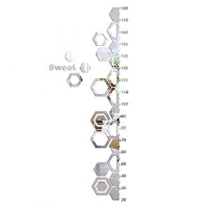 JAWSEU Tableau Croissance Miroir Autocollant Mural, Croissance Hauteur Toise Forme Géométrique Autocollants Muraux Stickers Tableau de Hauteur de Mur pour Enfants Chambres (Haptre, neuf)