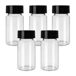 haituoyizhan Lot de 5 flacons de r&eacute;actif en verre transparent avec couvercle en plastique et bouchon &agrave; vis (transparent/marron) 3 ml, 5 ml, 10 ml, 15 ml, 20 ml, 30 ml, 40 ml, 50 ml (haituoshiyan, neuf)