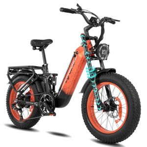Extrbici V&eacute;lo &Eacute;lectrique en Aluminium Kommoda3.0 20Pouces, 250W 25km/h 48V 20Ah 120km, Suspension &agrave; Air, Freins &agrave; Disque Doubles, Shi-Mano 7 Vitesses, Orange (extrbici, neuf)
