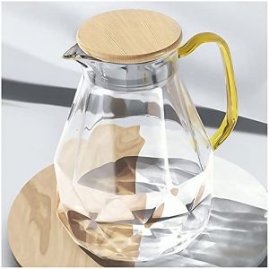 DUJUST Carafe Eau de 2 Litres, Pichet en Verre Design Diamant Moderne, Cruche en Verre avec Couvercle et Anse, Pichet à Eau Haute Durabilité pour Infuseur Fruit, Thé Glacé, Café Chaud, Lait (EletreeEU, neuf)