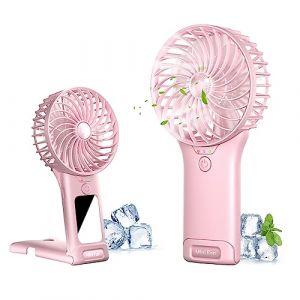 Ventilateur Portable à Main, Ventilateur Silencieux Mini Portable Rechargeable par USB, Ventilateur de Poche Personnel avec Miroir, Ventilateur de Bureau à Piles à 4 Vitesses pour Bureau et Voyage (Wastou Direct, neuf)